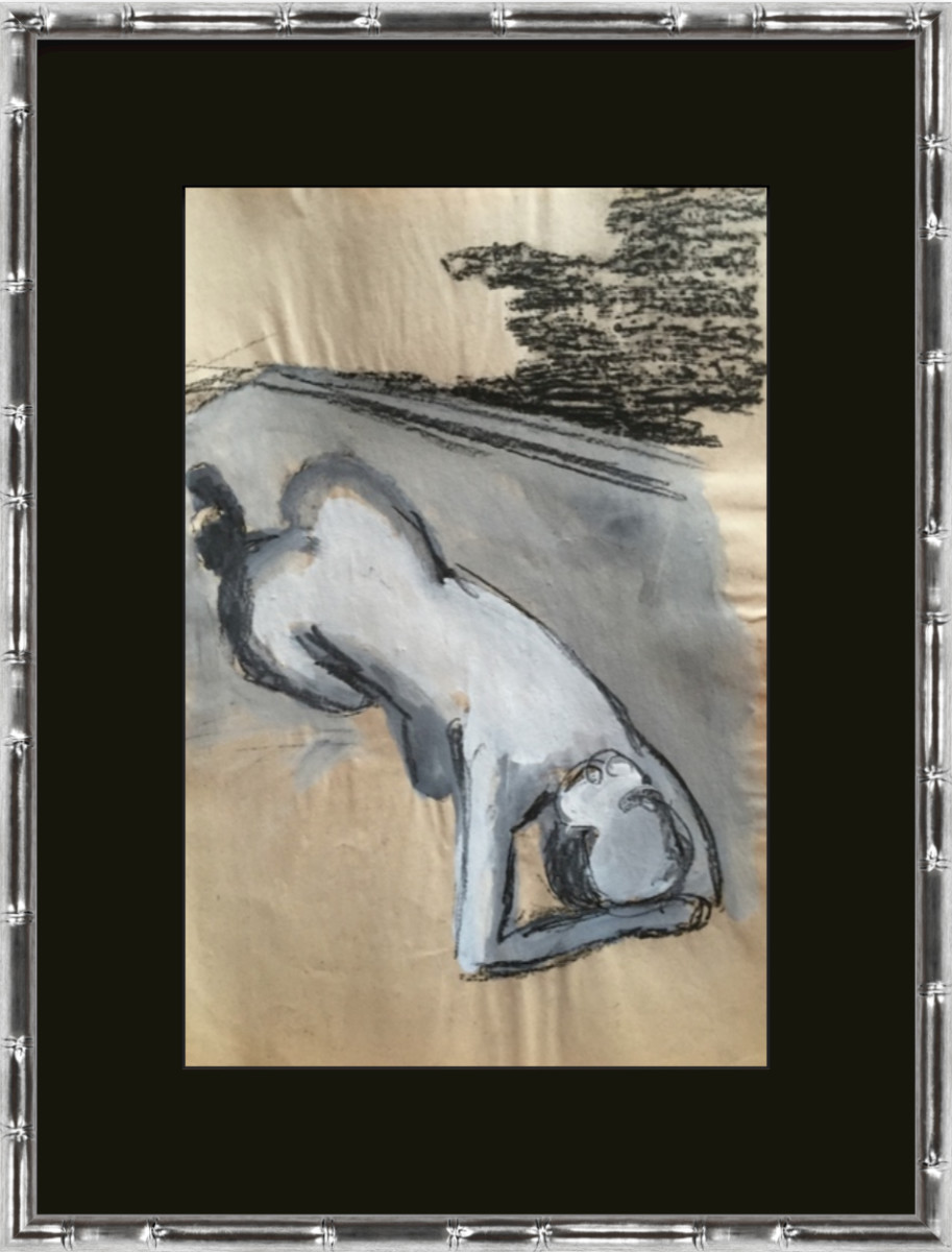 Female Nude Leaning Over From The Collection Of MGH Discovered Art