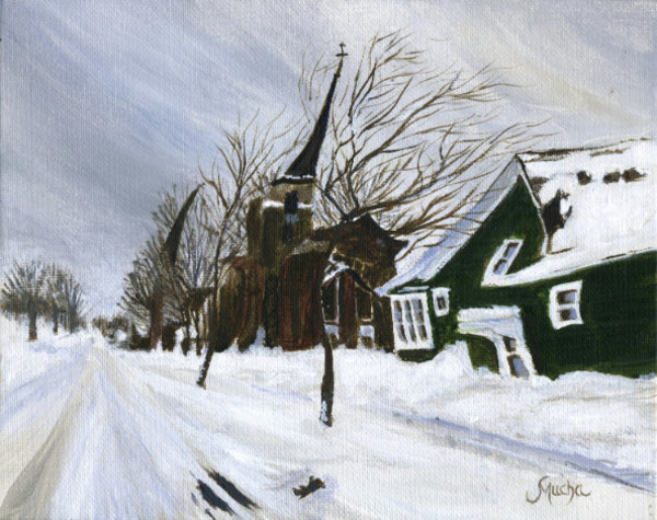 Country Churches In Winter By Artist Sandra Mucha Artwork