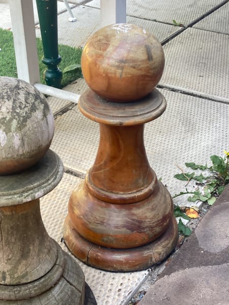 Hand Carved Teak Chess Piece Light Pawn From The Collection Of