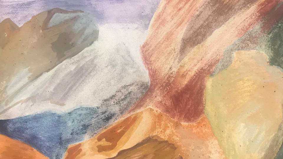 Detail: 525-Stone cliff at Harris Beach - This image is an early version of the piece. The finished is on the Portfolio Page Feb. & March ‘23