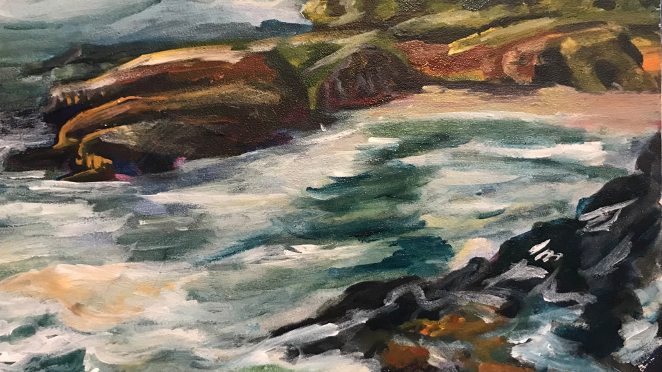 757- Sea Cliffs at Rocky Creek acrylic painting from the Oregon coast
