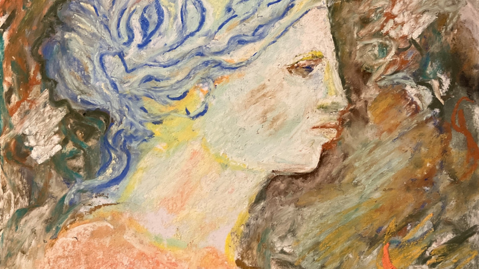 894- Profile Figure from a still life set up with a replica of of a marble bust from Greece.