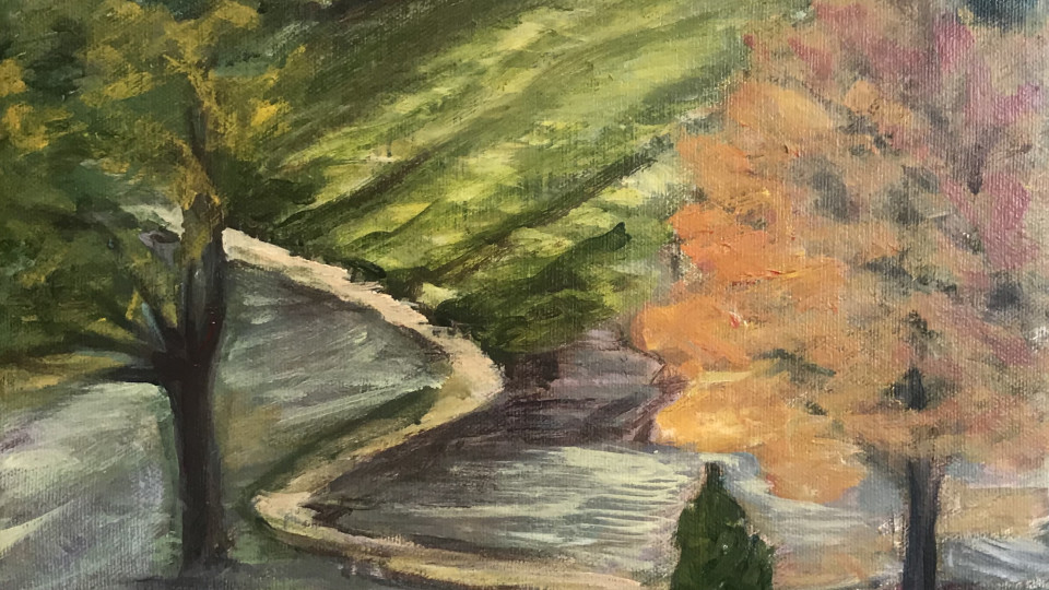 685– Contrasts -A landscape painting that considers the  way choices we make are based on a  Compare and Contrat thought process