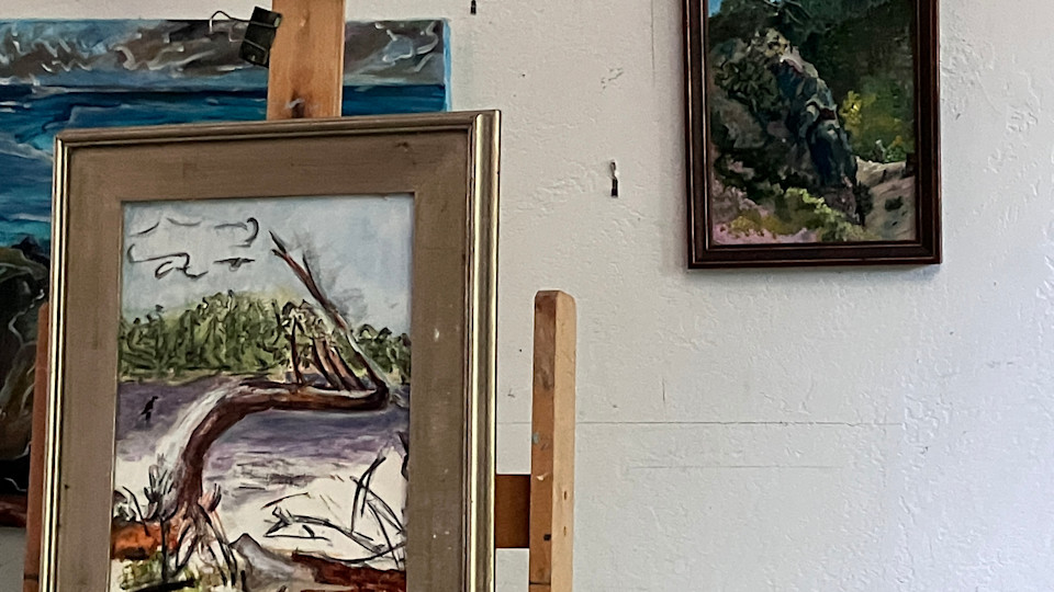 Paintings in progress begun in the Cascade-Siskiyou National Monument Paint Days 2025