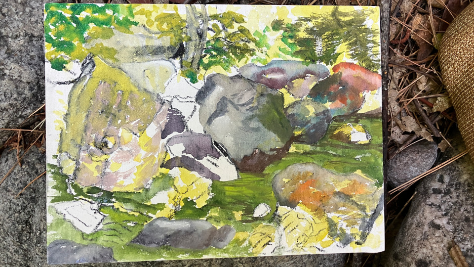 921- Wet Feet! - Boulders in Ashland Creek - Unfinished Work