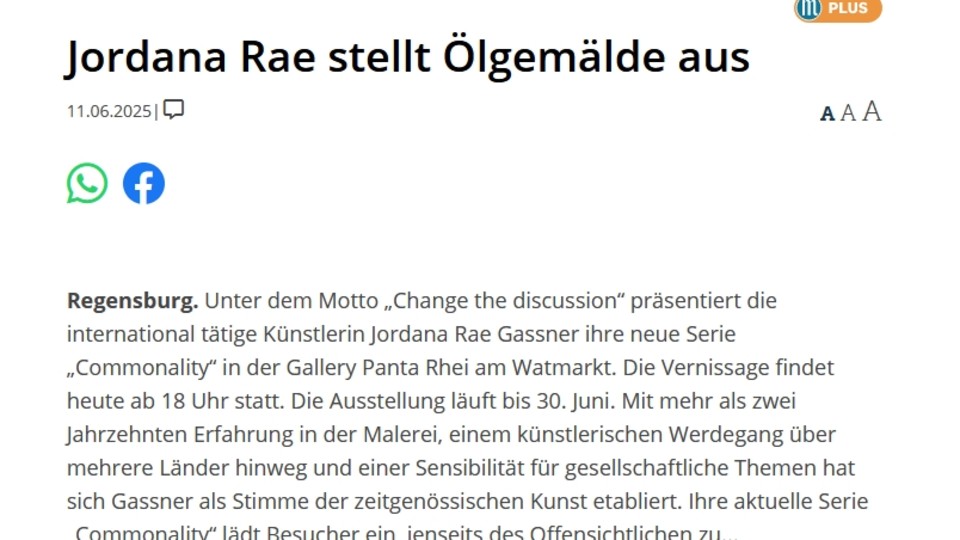 Mittelbayerische Article on upcoming exhibition