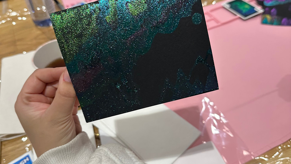 Aurora : Part 2 Acid free Black cotton 300 gsm paper - colour shift watercolour. 