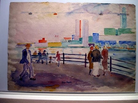 A Century of Progress, View of Sky-Ride and Electrical Building on Northerly Island by Tunis Ponsen 