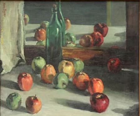 Still Life with Apples and bottle by Tunis Ponsen 