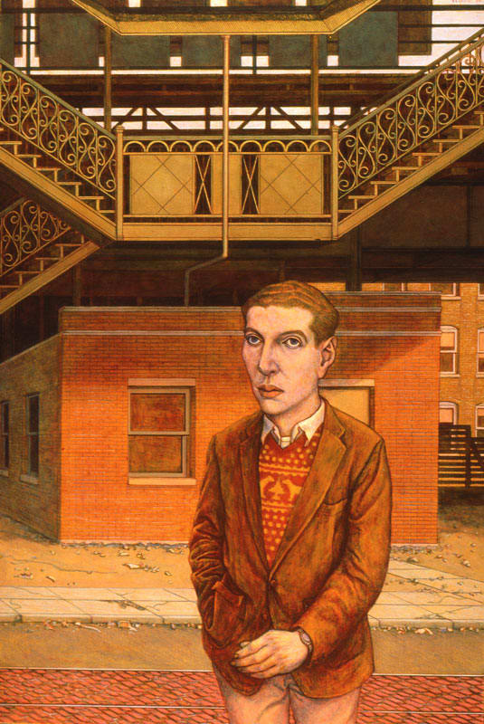 Leo (Self Portrait as a Young Man in Front of El Station) by Leopold Segedin 