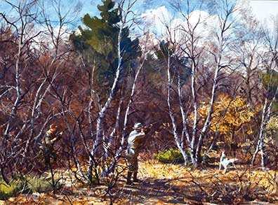 Grouse in the Birches by Aiden Lasell Ripley 