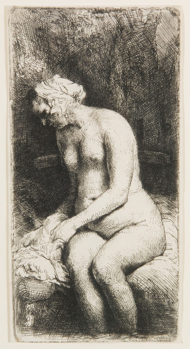 Woman Bathing Her Feet In A Brook by Harmenszoon van Rijn Rembrandt 
