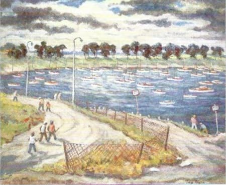 Park Lagoon with Sailboats by Tunis Ponsen, Image 1.