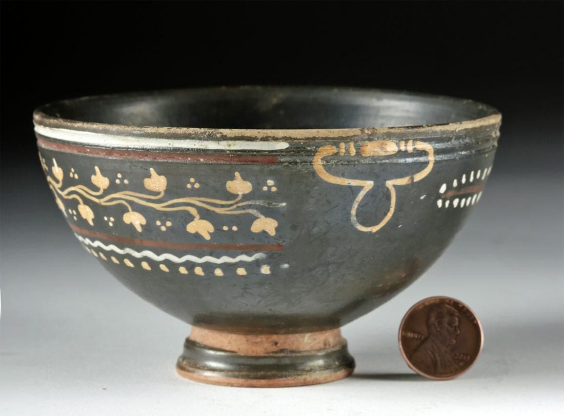 Gnathian Pottery Footed Bowl - Painted Handles by Unknown 