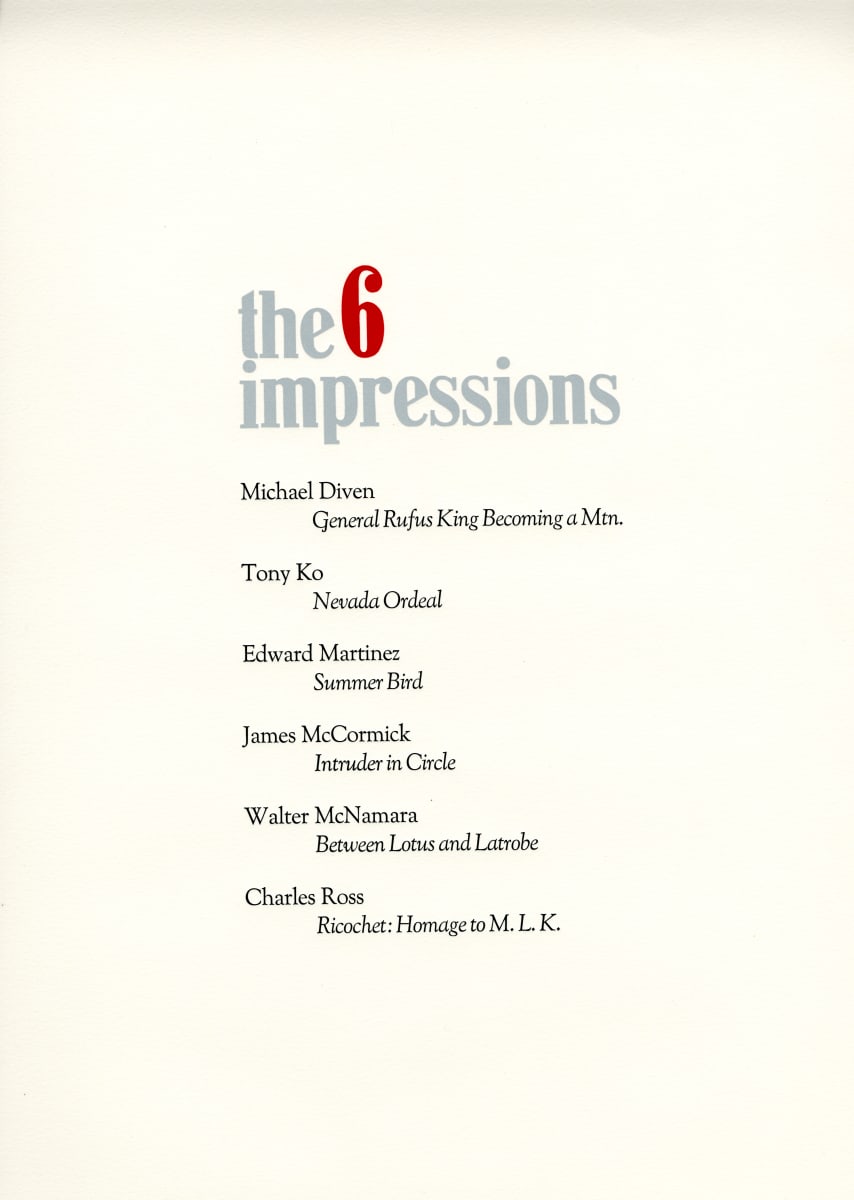 6 Impressions (Table of Contents) by Kenneth J. Carpenter 