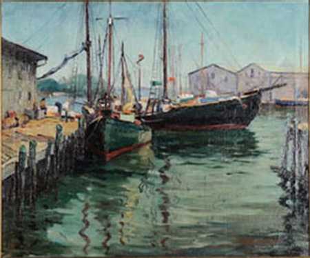 Moored Fishing boats by Tunis Ponsen, Image 1.