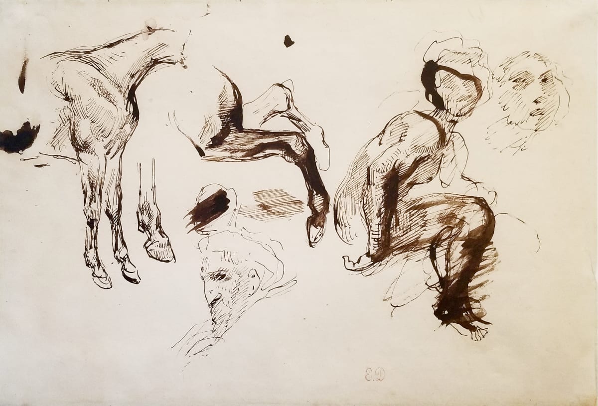 Study of Figures and Horses by Eugène Delacroix 