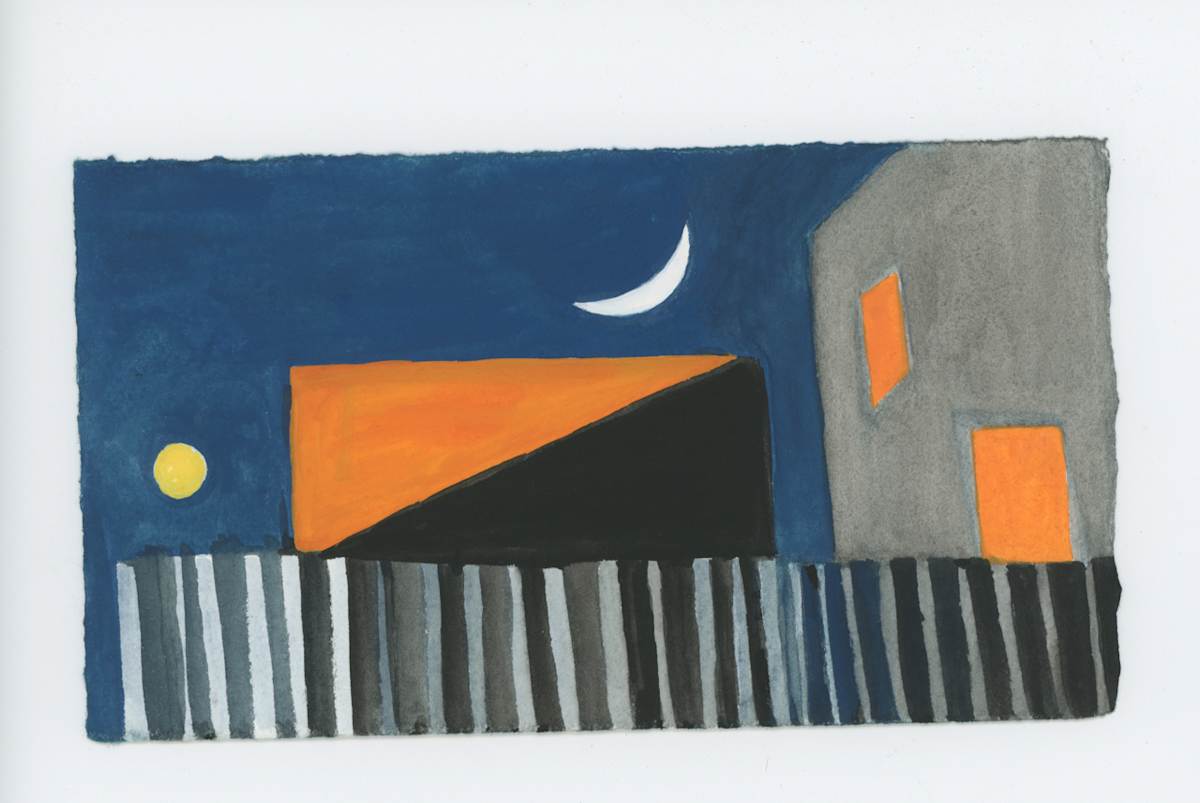 The Moon and Some Lights On in the Houses, #1829, Image 1.