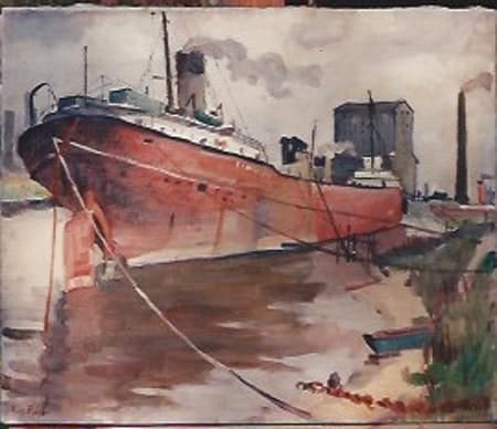 Moored Freighter by Tunis Ponsen, Image 1.