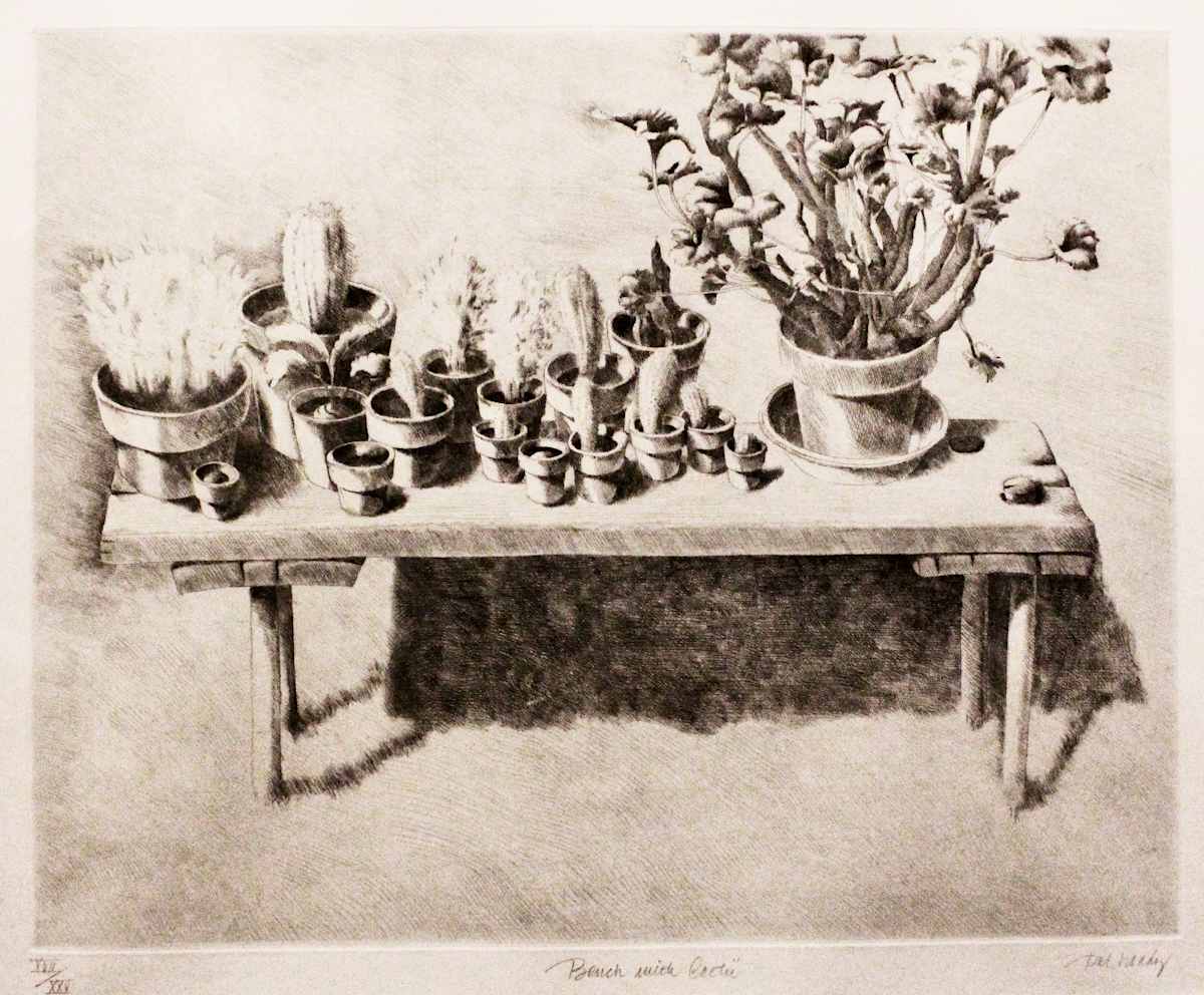 Bench With Cactii by Pat Hardy, Image 1.