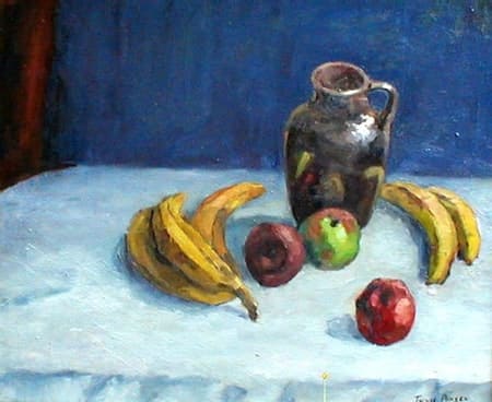 Still Life with Pitcher, Apples and Bananas by Tunis Ponsen 