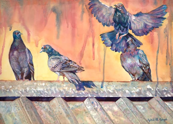 Pigeons III by April Rimpo 