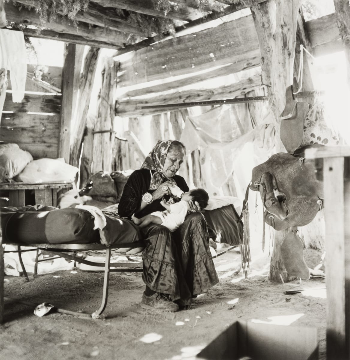 Many Goats Yazzie with Grandson by Roger Manley 