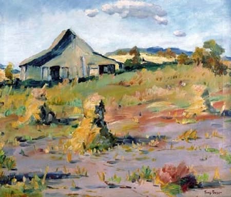 Corn Shocks near Gray Barn by Tunis Ponsen, Image 1.