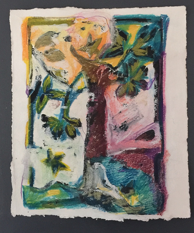 Beyond Linocut Series: Sunset at the Creek by Barbara Jacobs 