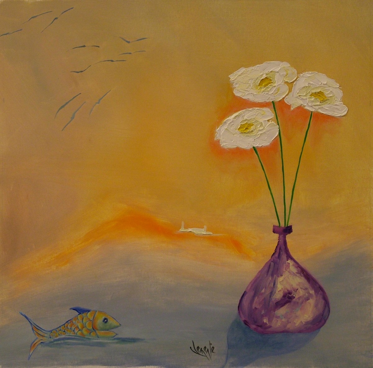 3 White Flowers by Clemente Mimun 