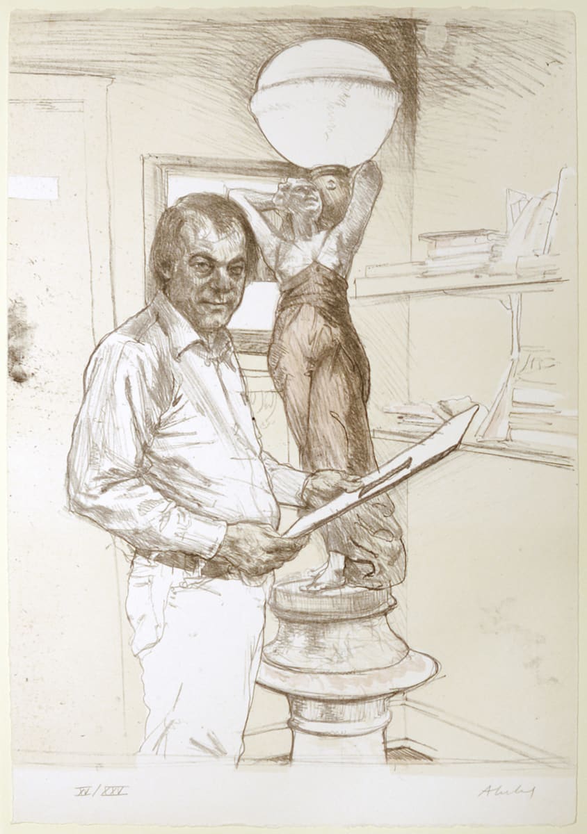 Print Dealer and His Lamp by Sigmund Abeles, Image 1.