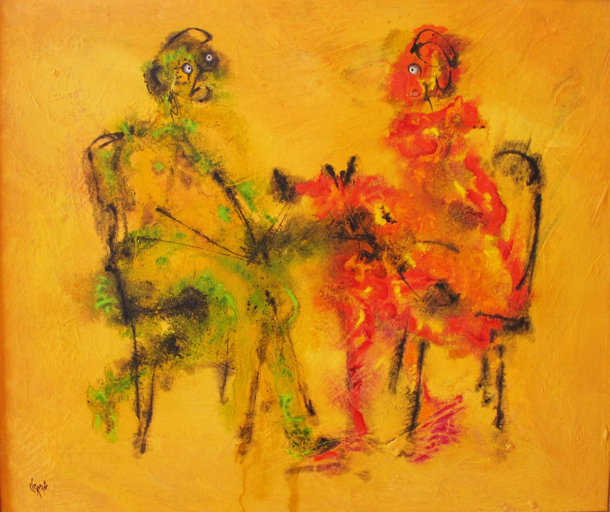 Card Player on Orange by Clemente Mimun 