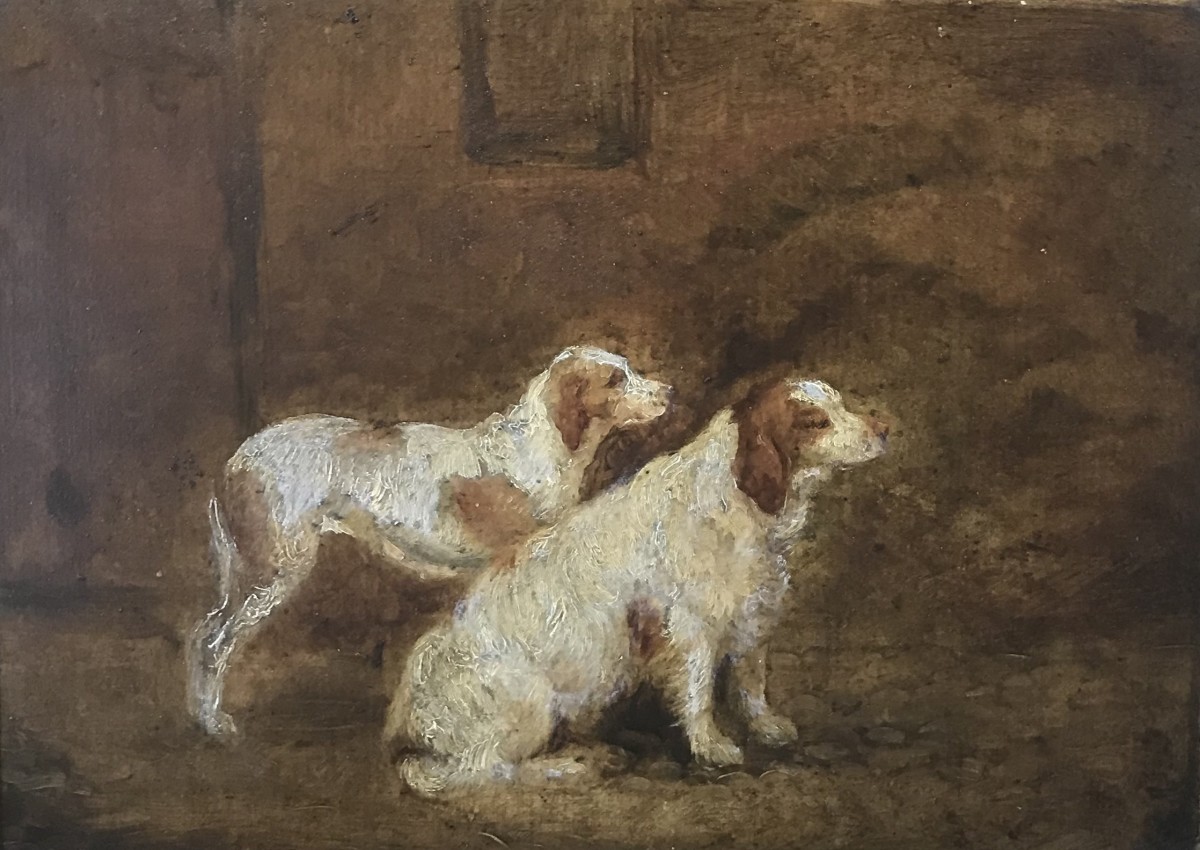 Portrait of Racket II (Clumber Spaniel) and Nell (English Pointer) by 19th Century European 