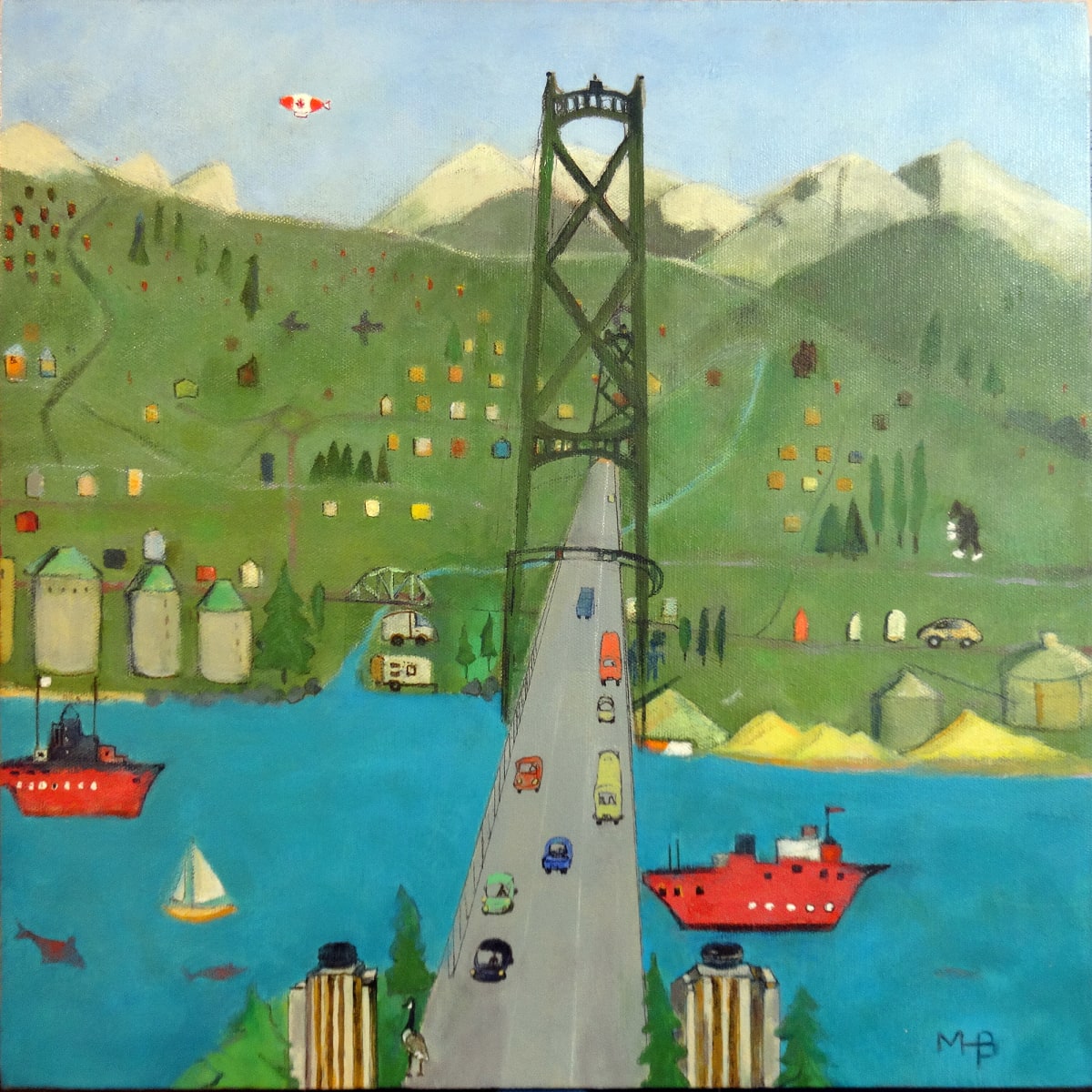 Going Over the Lions Gate Bridge by Marie H Becker 