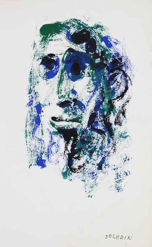 Untitled - Monoprint of Man with Beard, Image 1.