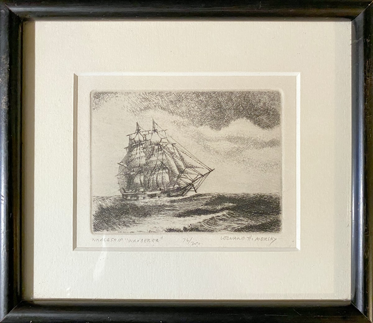 Whaleship Wanderer by Leonard A. Mersky (1917-1994) 
