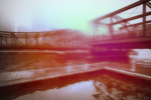 Bridge with Vermillion and Magneta, 8:05am by Jeffrey Heyne 