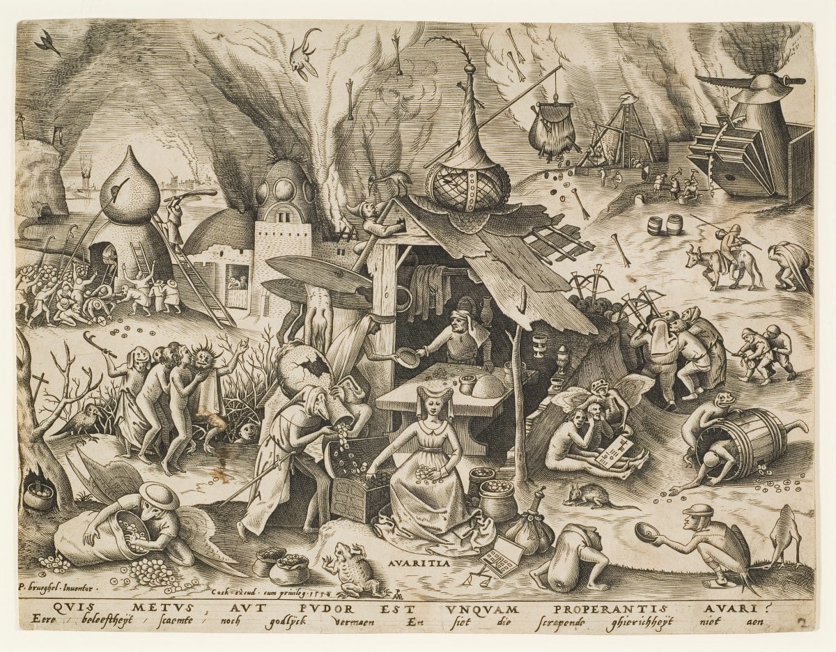 Avaritia, from the series The Seven Deadly Sins by Pieter the Elder Bruegel 