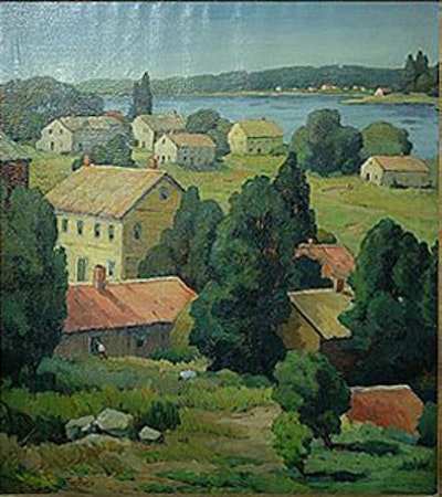 Town on Coat Landscape by Tunis Ponsen, Image 1.