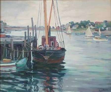 Harbor with Sail Boats by Tunis Ponsen, Image 1.