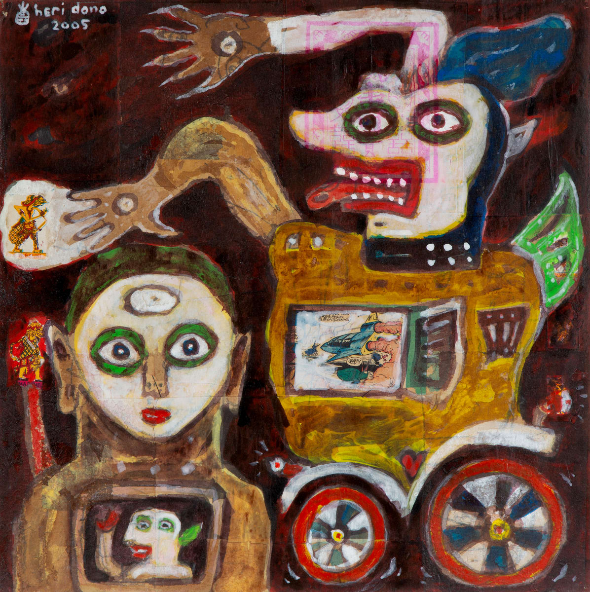 A Composition with Figures and a Cart by Heri Dono 