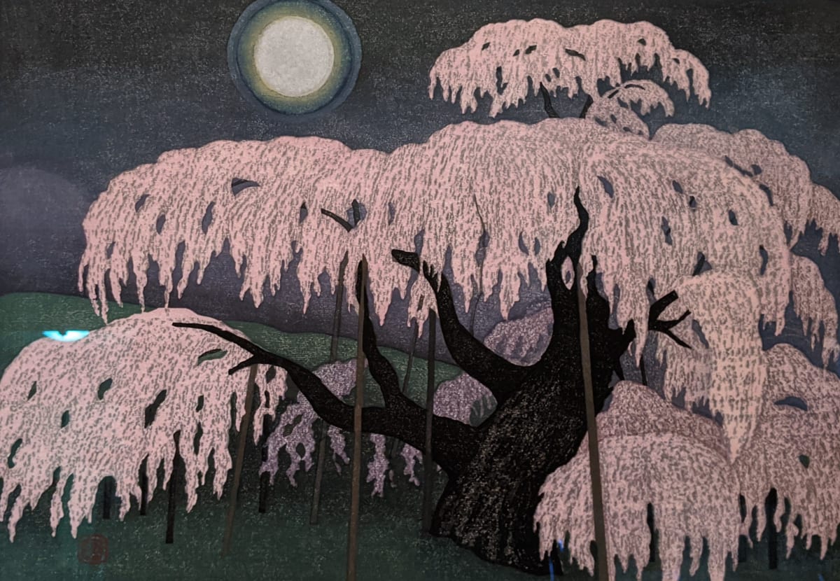 Cherry tree at Mihan in the moonlight by Kazuyuki Otsu 