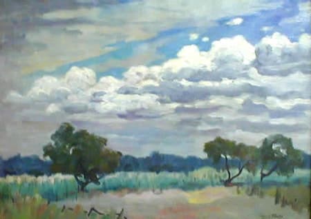 Summer Landscape with Low Clouds by Tunis Ponsen, Image 1.