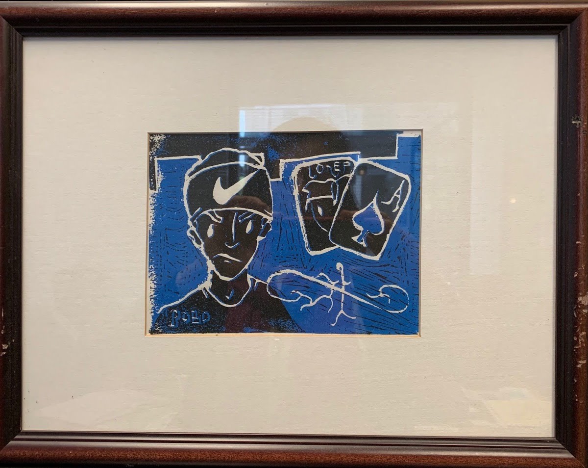 Blue boy with Ace of Spades by Art at Work 