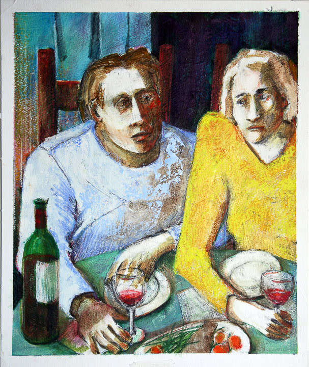 Man and Woman at Table by Eve Whitaker 