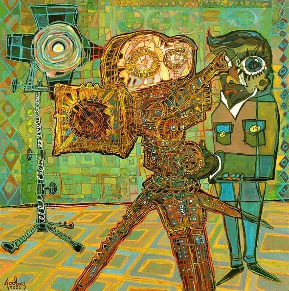 Magic Hour 2 by Matthew Godbey  Image: This painting is a somewhat autobiographical piece created from my first movie “ Luxury of Love” as a filmmaker.