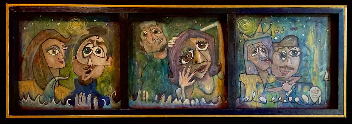 Through Every Chapter by Matthew Godbey  Image: Painting on the back of Confusion. It chronicles different periods of my relationship with my wife.