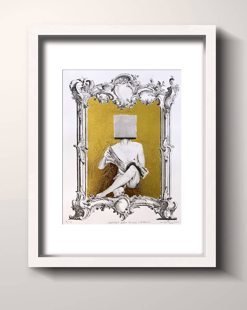 Hombre cubo sentado y leyendo by Fermín Ferrer, Image 1.