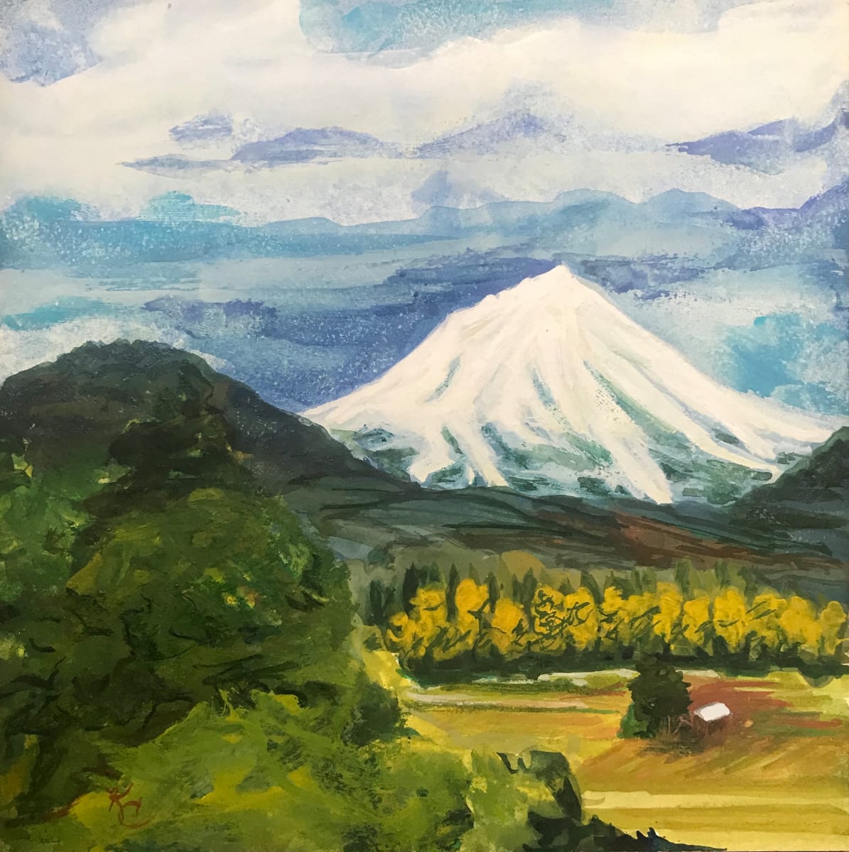 285 - Mt. McLoughlin Spring II - Wine Country Southern Oregon by Katy Cauker  Image: Unframed - Shipping Available Plus $10 in US.