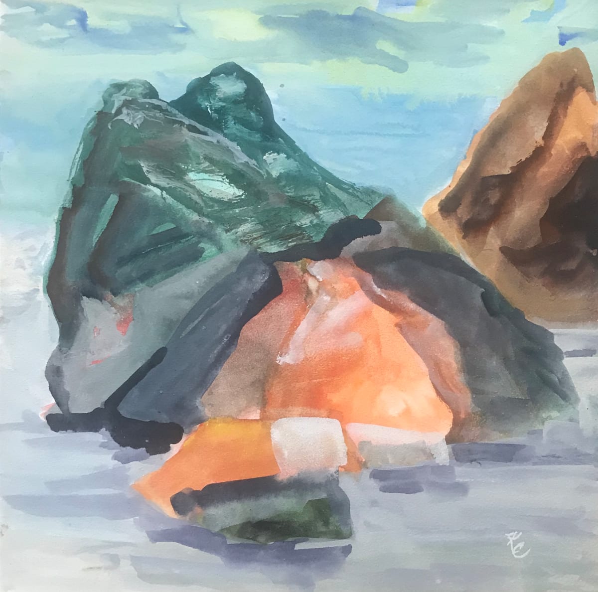 434 - A. Sunset Rocks - Lone Ranch Beach by Katy Cauker  Image: Animated Stone 